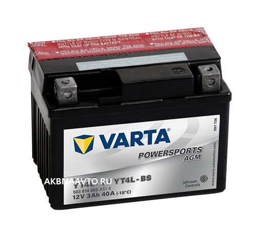 Аккумулятор для мотоцикла VARTA Funstart AGM Варта YT4L-4 YT4L-BS