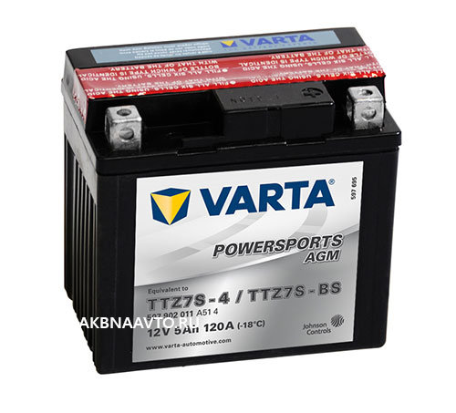 Аккумулятор для мотоцикла VARTA Funstart AGM Варта YTZ7S-4 YTZ7S-BS