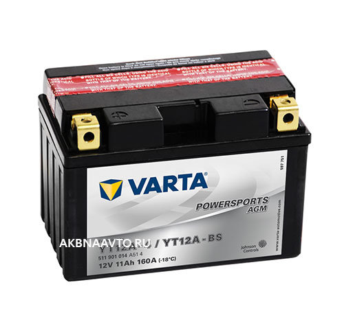 Аккумулятор для мотоцикла VARTA Funstart AGM Варта YT12A-4 YT12A-BS